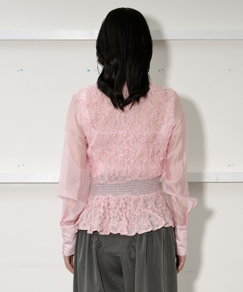 Ezick（エジック）の「shirring sheer blouse シャーリングブラウス（シャツ/ブラウス・レディース・ブラック/ピンク・FREE）」の8枚目の写真