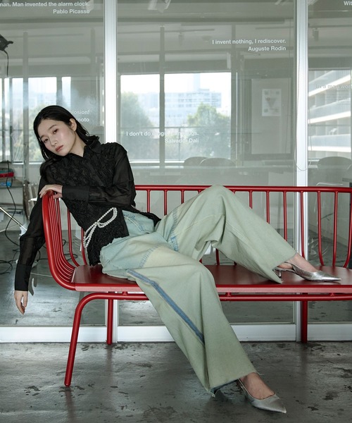 Ezick（エジック）の「shirring sheer blouse シャーリングブラウス（シャツ/ブラウス・レディース・ブラック/ピンク・FREE）」の5枚目の写真