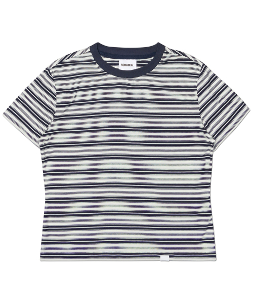 NOMANUAL(NOMANUAL)の「OFFBEAT STRIPE T-SHIRT (WOMAN) - BLACK(Tシャツ/カットソー・レディース・その他・SMALL/MEDIUM/LARGE)」の2枚目の写真