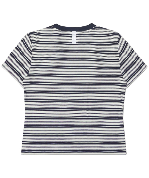 NOMANUAL(NOMANUAL)の「OFFBEAT STRIPE T-SHIRT (WOMAN) - BLACK(Tシャツ/カットソー・レディース・その他・SMALL/MEDIUM/LARGE)」の3枚目の写真