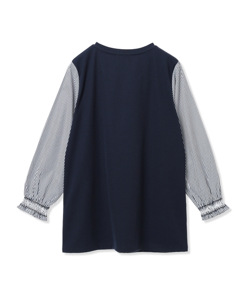 DECOY SINCE 1981(デコイシンスイチキュウハチイチ)の「ストライプ袖ドッキングチュニック【ポケットあり】(Tシャツ/カットソー・レディース・グレー/ネイビー・M/L)」の4枚目の写真