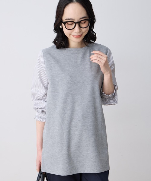 DECOY SINCE 1981(デコイシンスイチキュウハチイチ)の「ストライプ袖ドッキングチュニック【ポケットあり】(Tシャツ/カットソー・レディース・グレー/ネイビー・M/L)」の11枚目の写真