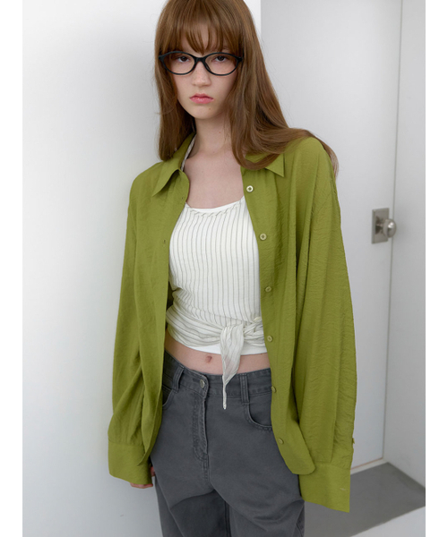 ATELIER NAIN（アトリエナイン）の「MADAL WRINKLE STANDARD FIT SHIRT (BL-4401)（シャツ/ブラウス・レディース・スカイブルー/アイボリー/オリーブ/グレー・FREE）」の5枚目の写真
