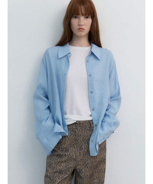 ATELIER NAIN（アトリエナイン）の「MADAL WRINKLE STANDARD FIT SHIRT (BL-4401)（シャツ/ブラウス・レディース・スカイブルー/アイボリー/オリーブ/グレー・FREE）」の6枚目の写真