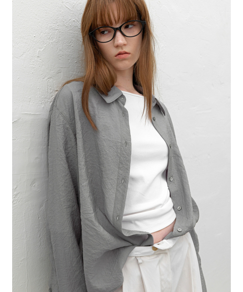 ATELIER NAIN（アトリエナイン）の「MADAL WRINKLE STANDARD FIT SHIRT (BL-4401)（シャツ/ブラウス・レディース・スカイブルー/アイボリー/オリーブ/グレー・FREE）」の7枚目の写真
