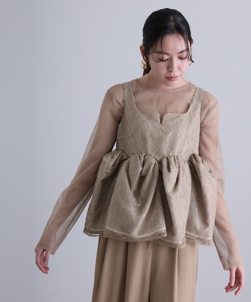 atlo(アトロ)の「ワイドパンツ パンツドレス 結婚式 二次会&セットアップ ペプラム ビスチェ シアーお呼ばれ フォーマル ロング丈 オケージョンドレス 同窓会 成人式 (パンツドレス・レディース・ブラック/ネイビー/ベージュ・M)」の3枚目の写真