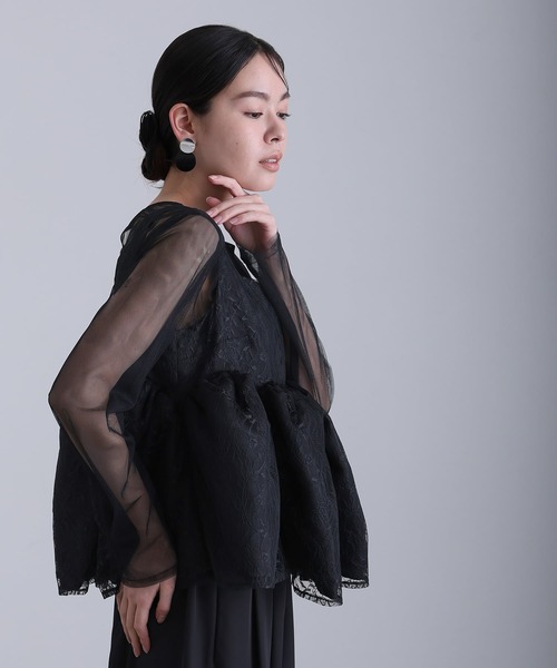 atlo(アトロ)の「ワイドパンツ パンツドレス 結婚式 二次会&セットアップ ペプラム ビスチェ シアーお呼ばれ フォーマル ロング丈 オケージョンドレス 同窓会 成人式 (パンツドレス・レディース・ブラック/ネイビー/ベージュ・M)」の8枚目の写真