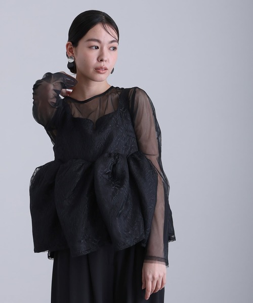 atlo(アトロ)の「ワイドパンツ パンツドレス 結婚式 二次会&セットアップ ペプラム ビスチェ シアーお呼ばれ フォーマル ロング丈 オケージョンドレス 同窓会 成人式 (パンツドレス・レディース・ブラック/ネイビー/ベージュ・M)」の11枚目の写真