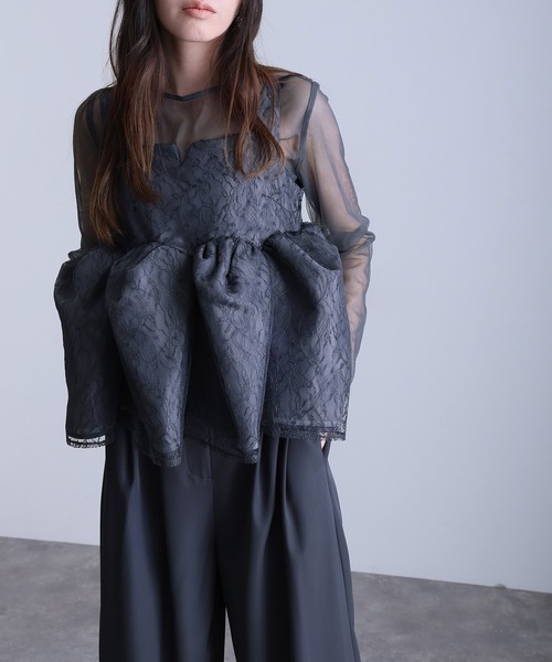 atlo(アトロ)の「ワイドパンツ パンツドレス 結婚式 二次会&セットアップ ペプラム ビスチェ シアーお呼ばれ フォーマル ロング丈 オケージョンドレス 同窓会 成人式 (パンツドレス・レディース・ブラック/ネイビー/ベージュ・M)」の20枚目の写真