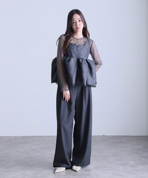 atlo(アトロ)の「ワイドパンツ パンツドレス 結婚式 二次会&セットアップ ペプラム ビスチェ シアーお呼ばれ フォーマル ロング丈 オケージョンドレス 同窓会 成人式 (パンツドレス・レディース・ブラック/ネイビー/ベージュ・M)」の21枚目の写真