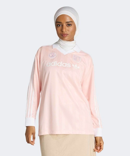 adidas（アディダス）の「サッカー 長袖 Tシャツ / ロンT / アディダスオリジナルス adidas Originals（Tシャツ/カットソー・レディース・ピンク/ブルー・MEDIUM/LARGE/X-LARGE/XX-LARGE/X-SMALL/SMALL）」の2枚目の写真