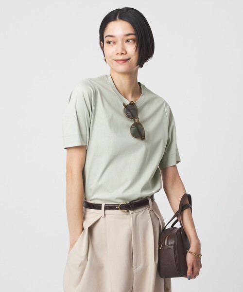green label relaxing（グリーンレーベルリラクシング）の「スタンダード Tシャツ 制菌（Tシャツ/カットソー・レディース・ダークブラウン/ライム/ダークグレー/ベージュ/オフホワイト・38/40）」の19枚目の写真