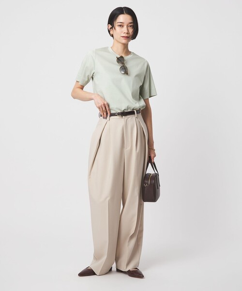 green label relaxing（グリーンレーベルリラクシング）の「スタンダード Tシャツ 制菌（Tシャツ/カットソー・レディース・ダークブラウン/ライム/ダークグレー/ベージュ/オフホワイト・38/40）」の21枚目の写真