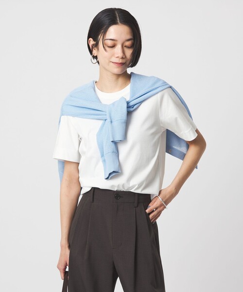 green label relaxing（グリーンレーベルリラクシング）の「スタンダード Tシャツ 制菌（Tシャツ/カットソー・レディース・ダークブラウン/ライム/ダークグレー/ベージュ/オフホワイト・38/40）」の22枚目の写真