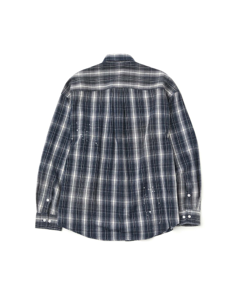 WMC(ダブリューエムシー)の「ペインティングフランネルチェックシャツ_NAVY(シャツ/ブラウス・メンズ・ネイビー・L/M/XL)」の2枚目の写真