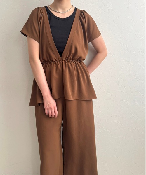 LHELBIE(レルビエ)の「ペプラムフレアサロペット(サロペット/オーバーオール・レディース・ブラック/グレー/ブラウン・M)」の3枚目の写真