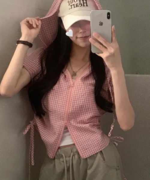 semplice（センプリチェ）の「パーカ【韓国ファッション】（パーカー・レディース・ピンク/グレー・F）」の14枚目の写真