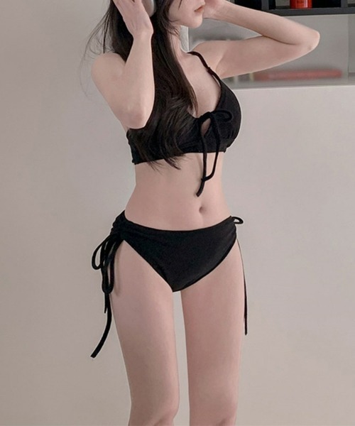SEU(エスイーユー)の「【2点セット】リボンビキニ スイムウェア ビキニ水着 美脚効果 温泉 水着 水着セット 韓国風(水着・レディース・ホワイト/ピンク/ブラック/パープル/ブルー・M/L)」の13枚目の写真