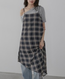 アシメシアーチェックキャミワンピース