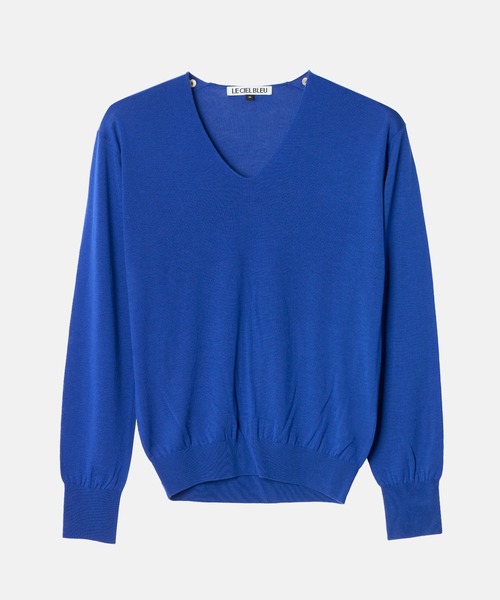 LE CIEL BLEU（ルシェルブルー）の「デタッチャブルスカーフVニット / Detachable Scarf V Knit（ニット/セーター・レディース・レッド/ブルー/グレー・36）」の8枚目の写真