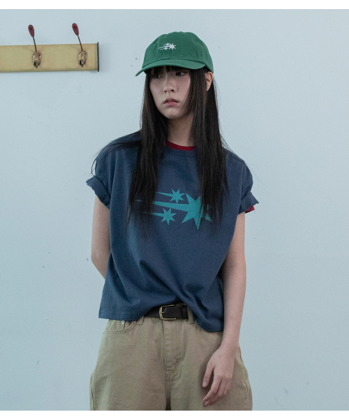 NICE GHOST CLUB(ナイスゴーストクラブ)の「3STAR BIG CROP TEE_NAVY(NG2GMFT531A)(Tシャツ/カットソー・レディース・ネイビー・F)」の1枚目の写真