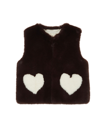 MOLLIOLLI（モリオリ）の「ハートパンキッズフォックスファーベスト[ブラウン]（Tシャツ/カットソー）」