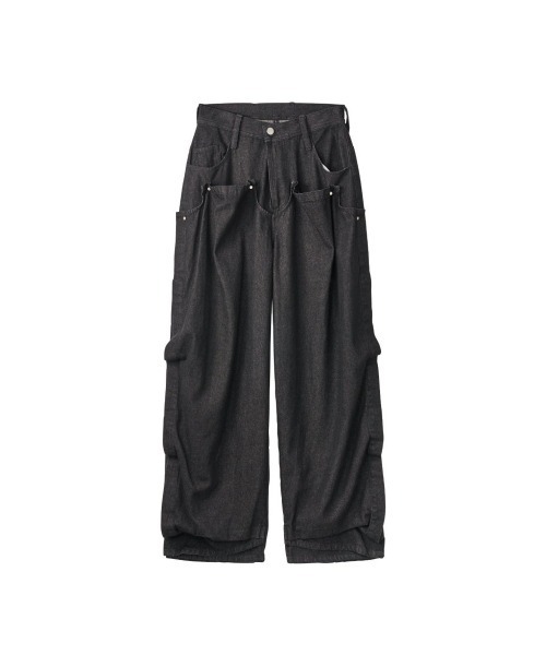 Knuth Marf(クヌースマーフ)の「cling drape denim pants(unisex)(デニムパンツ・レディース・ブラック・X-SMALL/SMALL/MEDIUM)」の16枚目の写真