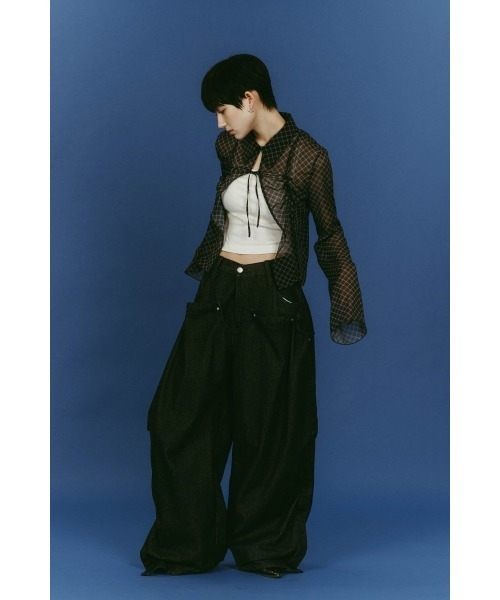 Knuth Marf(クヌースマーフ)の「cling drape denim pants(unisex)(デニムパンツ・レディース・ブラック・X-SMALL/SMALL/MEDIUM)」の12枚目の写真