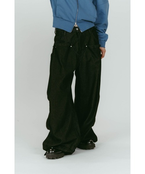 Knuth Marf(クヌースマーフ)の「cling drape denim pants(unisex)(デニムパンツ・レディース・ブラック・X-SMALL/SMALL/MEDIUM)」の15枚目の写真