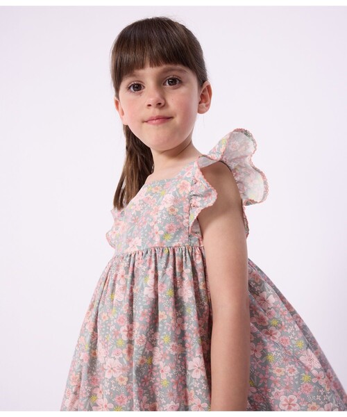 PETIT BATEAU(プチバトー)の「フラワープリントワンピース(ワンピース・キッズ・ライトグリーン・5YEAR/4YEAR/3YEAR)」の3枚目の写真