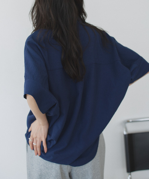 Eclat one(エクラワン)の「【Eclat one】スキッパー カラー ワイドシルエット シャツ(シャツ/ブラウス・レディース・ミント/イエロー/ネイビー/オフホワイト・M)」の14枚目の写真
