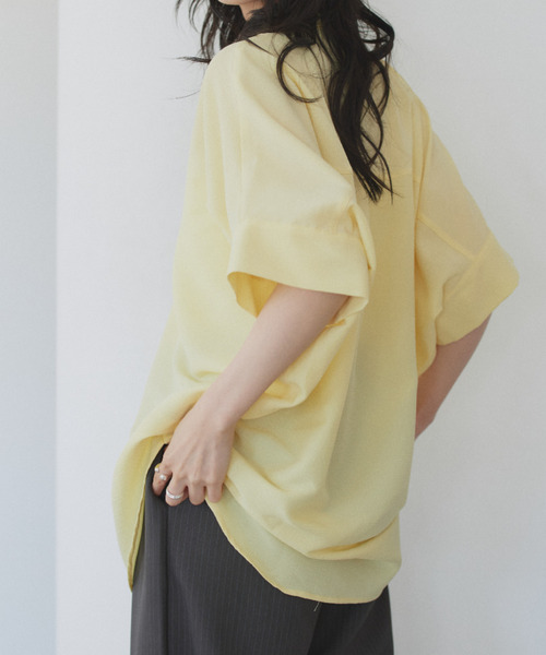 Eclat one(エクラワン)の「【Eclat one】スキッパー カラー ワイドシルエット シャツ(シャツ/ブラウス・レディース・ミント/イエロー/ネイビー/オフホワイト・M)」の8枚目の写真