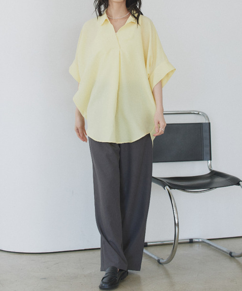 Eclat one(エクラワン)の「【Eclat one】スキッパー カラー ワイドシルエット シャツ(シャツ/ブラウス・レディース・ミント/イエロー/ネイビー/オフホワイト・M)」の22枚目の写真