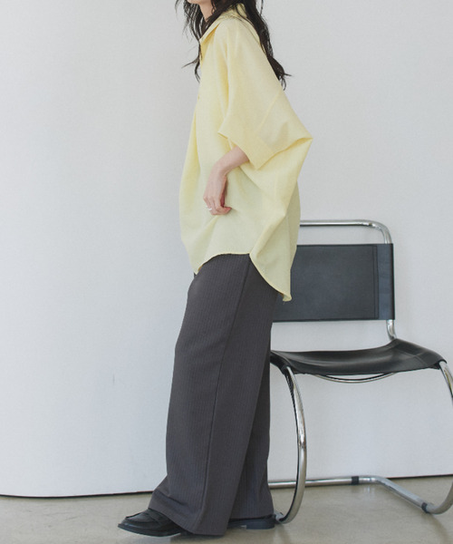 Eclat one(エクラワン)の「【Eclat one】スキッパー カラー ワイドシルエット シャツ(シャツ/ブラウス・レディース・ミント/イエロー/ネイビー/オフホワイト・M)」の11枚目の写真