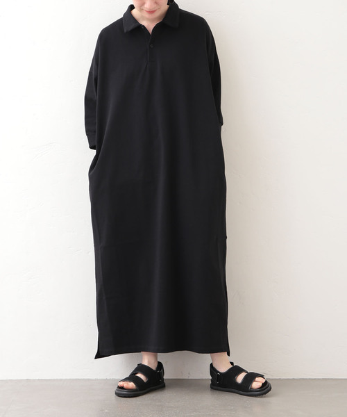JOURNAL STANDARD LUXE（ジャーナルスタンダード　ラックス）の「《追加》デラヴェジャージー ポロワンピース（ワンピース・レディース・ブラック・MEDIUM）」の3枚目の写真