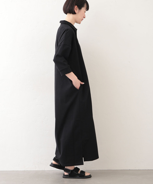 JOURNAL STANDARD LUXE（ジャーナルスタンダード　ラックス）の「《追加》デラヴェジャージー ポロワンピース（ワンピース・レディース・ブラック・MEDIUM）」の4枚目の写真