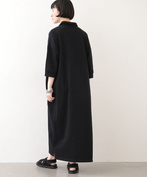 JOURNAL STANDARD LUXE（ジャーナルスタンダード　ラックス）の「《追加》デラヴェジャージー ポロワンピース（ワンピース・レディース・ブラック・MEDIUM）」の5枚目の写真
