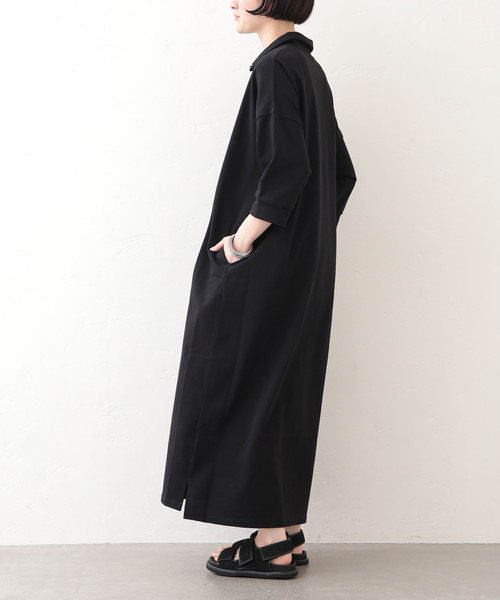 JOURNAL STANDARD LUXE（ジャーナルスタンダード　ラックス）の「《追加》デラヴェジャージー ポロワンピース（ワンピース・レディース・ブラック・MEDIUM）」の6枚目の写真
