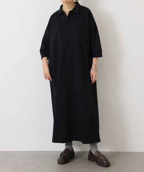 JOURNAL STANDARD LUXE（ジャーナルスタンダード　ラックス）の「《追加》デラヴェジャージー ポロワンピース（ワンピース・レディース・ブラック・MEDIUM）」の7枚目の写真