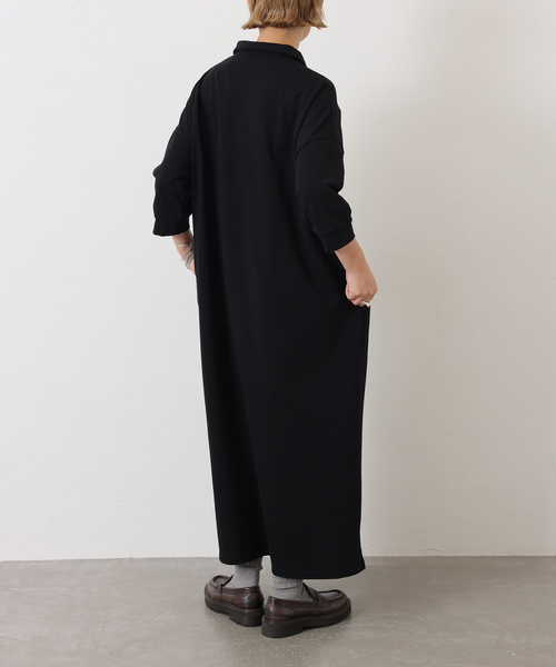 JOURNAL STANDARD LUXE（ジャーナルスタンダード　ラックス）の「《追加》デラヴェジャージー ポロワンピース（ワンピース・レディース・ブラック・MEDIUM）」の9枚目の写真