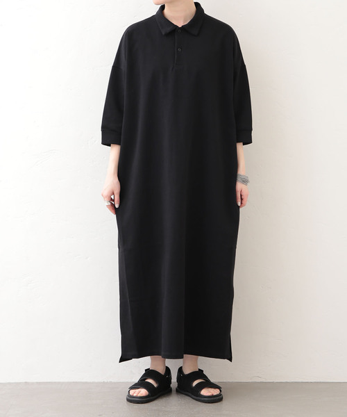 JOURNAL STANDARD LUXE（ジャーナルスタンダード　ラックス）の「《追加》デラヴェジャージー ポロワンピース（ワンピース・レディース・ブラック・MEDIUM）」の10枚目の写真