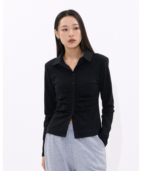 MOAA(モア)の「Gathered Form Shirt (MELANGE STONE)(シャツ/ブラウス・レディース・その他・SMALL/MEDIUM)」の2枚目の写真