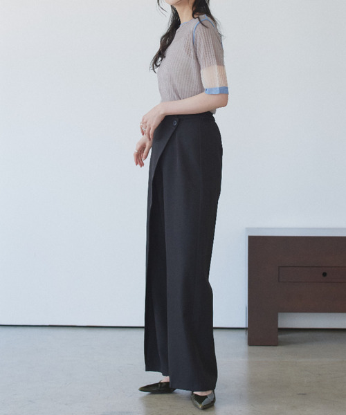 Eclat one(エクラワン)の「【Eclat one】シアー バイカラー 半袖 カットソー ◎(Tシャツ/カットソー・レディース・イエロー/グレー/オフホワイト・M)」の8枚目の写真