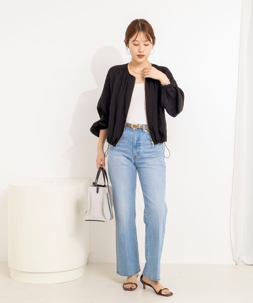 NOLLEY’S(ノーリーズ)の「ウォッシャブルシアージップアップブルゾン(ブルゾン・レディース・オフホワイト/ブラック・38)」の14枚目の写真