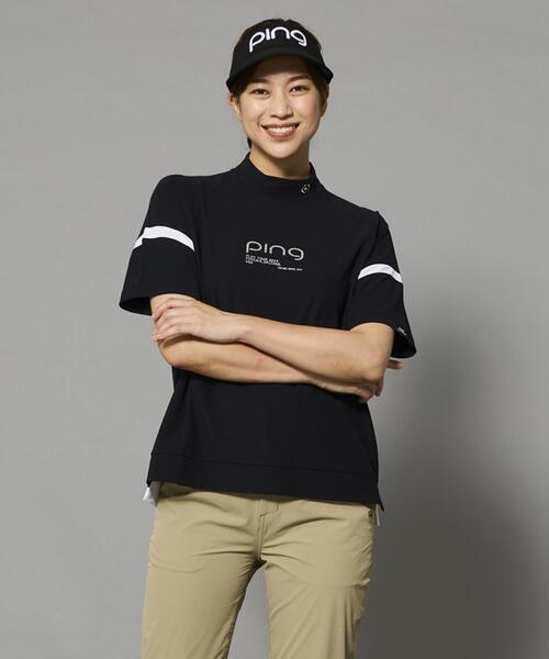 PING（ピン）の「【PING APPAREL】レイブロックエコ配色切替半袖ハイネックシャツ ＜PERFORMANCE＞ (LADIES)（Tシャツ/カットソー・レディース・ピンク/ホワイト/グレー/ブラック・LL/L/S/M）」の3枚目の写真
