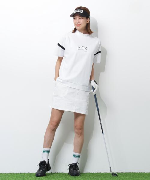 PING（ピン）の「【PING APPAREL】レイブロックエコ配色切替半袖ハイネックシャツ ＜PERFORMANCE＞ (LADIES)（Tシャツ/カットソー・レディース・ピンク/ホワイト/グレー/ブラック・LL/L/S/M）」の5枚目の写真