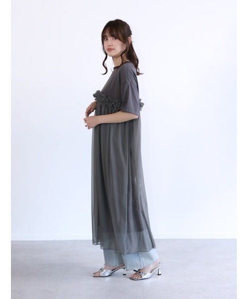 fifth(フィフス)の「チュールドッキングカットソーワンピース(ワンピース・レディース・ブラック/チャコールグレー・F)」の10枚目の写真