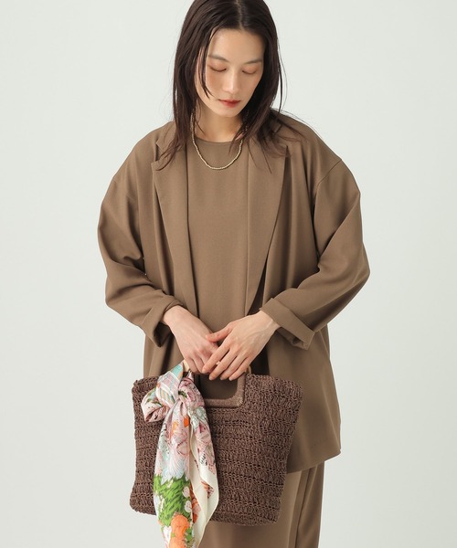 Elura(エルーラ)の「ウッドハンドルペーパートート/646461(ハンドバッグ・レディース・ベージュ/ブラウン・FREE)」の3枚目の写真