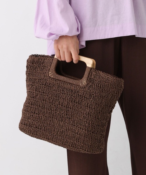 Elura(エルーラ)の「ウッドハンドルペーパートート/646461(ハンドバッグ・レディース・ベージュ/ブラウン・FREE)」の9枚目の写真