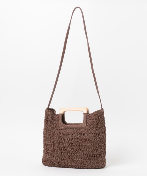 Elura(エルーラ)の「ウッドハンドルペーパートート/646461(ハンドバッグ・レディース・ベージュ/ブラウン・FREE)」の11枚目の写真